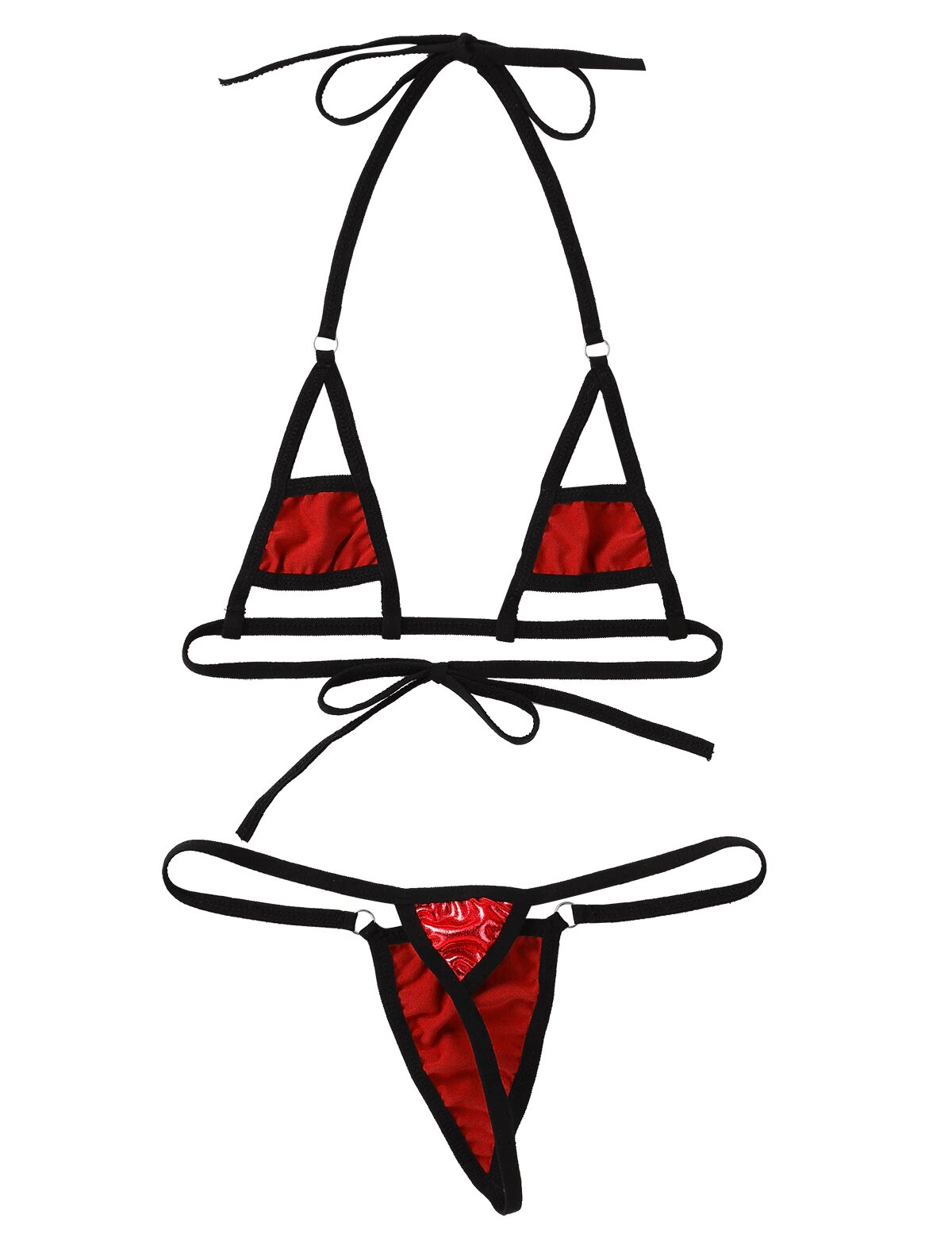 Sexy Knappen Neckholder Wetlook Mini String Micro Bikini Dessous Gogo